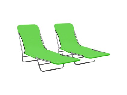 vidaXL Skládací zahradní lehátka 2 ks ocel a textil zelená