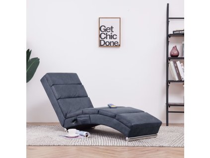 vidaXL Masážní lenoška šedá umělá broušená kůže