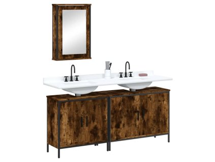 vidaXL 3dílný set koupelnového nábytku kouřový dub kompozitní dřevo