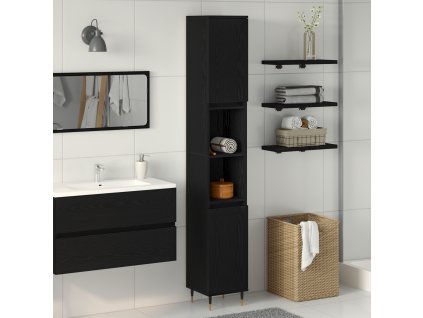 vidaXL Koupelnová skříňka Černý dub 30 x 30 x 190 cm Kompozitní dřevo
