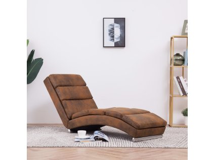 vidaXL Lenoška hnědá umělá broušená kůže