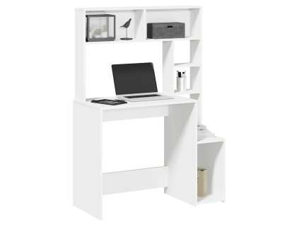 vidaXL Psací stůl s policemi bílý 100x45x140 cm kompozitní dřevo