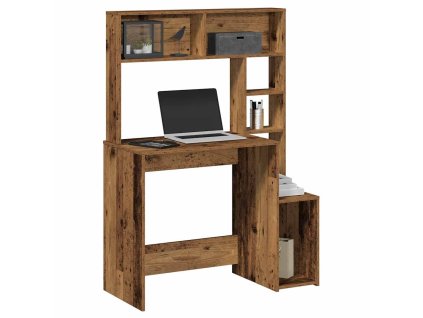 vidaXL Psací stůl s policemi old wood 100x45x140 cm kompozitní dřevo