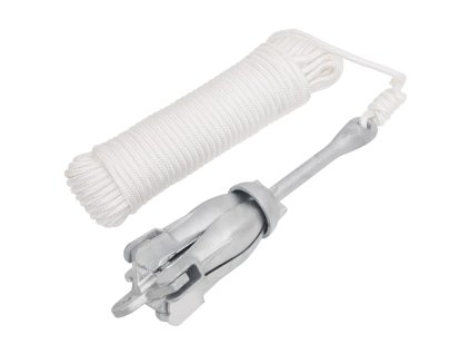 vidaXL Skládací kotva s lanem stříbrná 8 kg žárově pozinkovaná litina