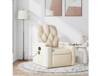 vidaXL Masážní polohovací křeslo krémové textil