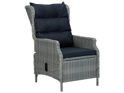 vidaXL Polohovatelné zahradní křeslo s poduškami polyratan světle šedé