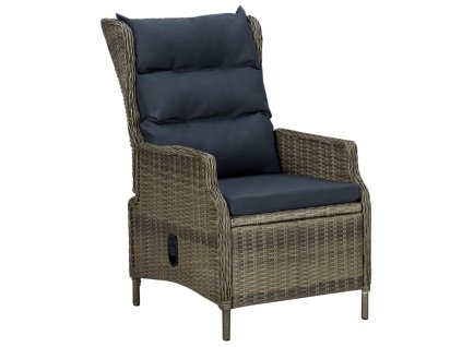 vidaXL Polohovatelné zahradní křeslo s poduškami polyratan hnědé