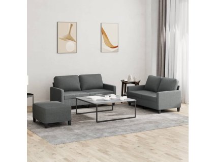 vidaXL 3dílná sedací souprava s poduškami tmavě šedá textil