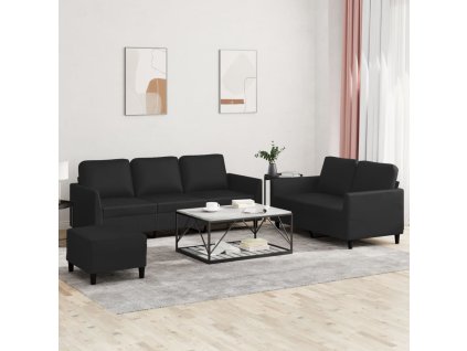 vidaXL 3dílná sedací souprava s poduškami černá umělá kůže