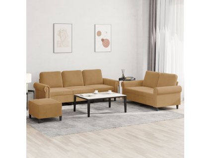 vidaXL 3dílná sedací souprava s poduškami hnědá samet