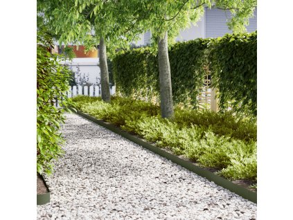 vidaXL Obrubníky trávníku 20 pcs Olivově zelená 100 x 0.5 x 15 cm Ocel