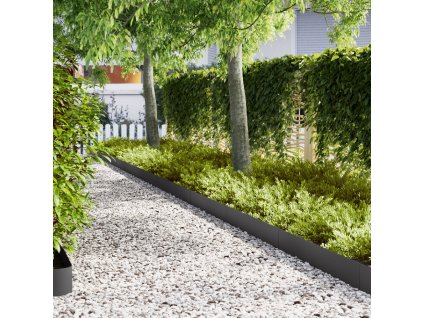 vidaXL Obrubníky trávníku 10 pcs Černá 100 x 0.5 x 20 cm Ocel