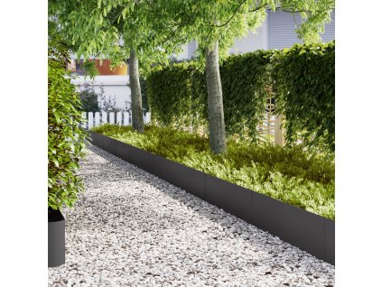 vidaXL Obrubníky trávníku 20 pcs Černá 100 x 0.5 x 30 cm Ocel