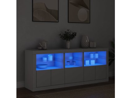 vidaXL Příborník s LED osvětlením bílý 162 x 37 x 67 cm