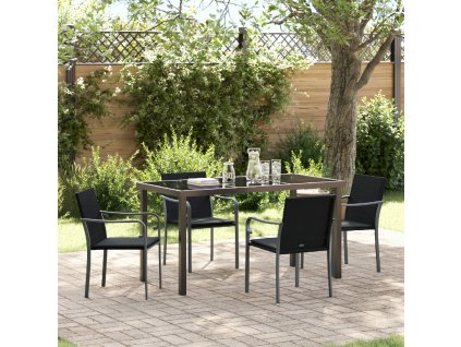 vidaXL Zahradní jídelní souprava 5 pcs Černá a šedá PE ratan