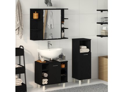 vidaXL Sada koupelnového nábytku 3 pcs Černá 30 x 30 x 99.5 cm