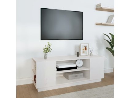 vidaXL TV skříňka bílá 110 x 35 x 40,5 cm masivní borové dřevo