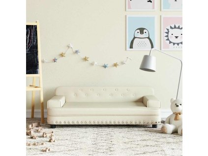 vidaXL Dětská pohovka krémová 90 x 53 x 30 cm umělá kůže