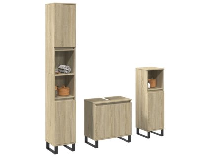 vidaXL 3dílný set koupelnového nábytku dub sonoma kompozitní dřevo