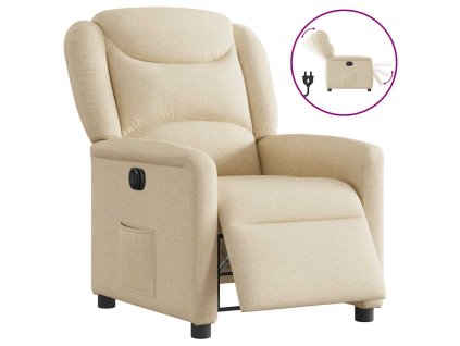 vidaXL Elektrické polohovací křeslo krémové textil