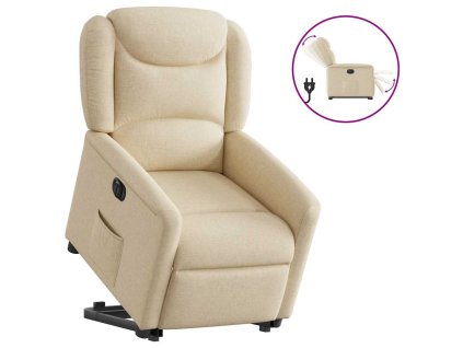 vidaXL Elektrické zvedací polohovací křeslo krémové textil