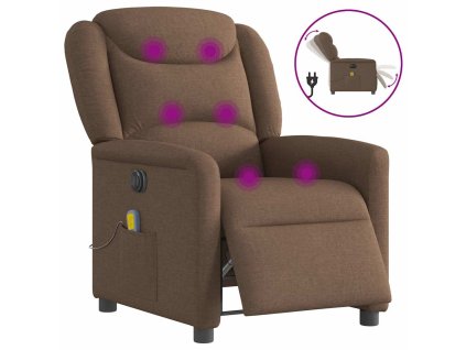 vidaXL Elektrické masážní polohovací křeslo hnědé textil