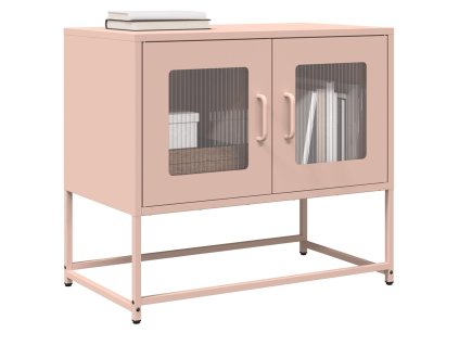 vidaXL TV skříňka růžová 68x39x60,5 cm Ocel válcovaná za studena