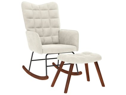 vidaXL Houpací křeslo s taburetkou krémové sametové