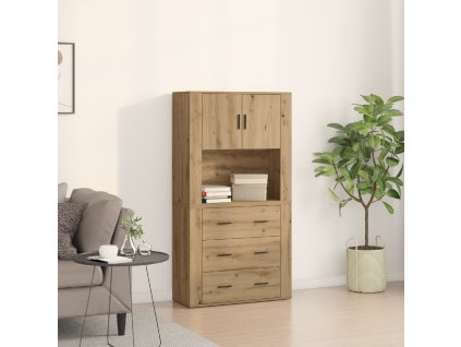 vidaXL Vysoký bufet Artisanový dub 80 x 33 x 150 cm kompozitní dřevo