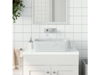 vidaXL Umyvadlo na desku bílé obdélník 46 x 35,5 x 13 cm keramika