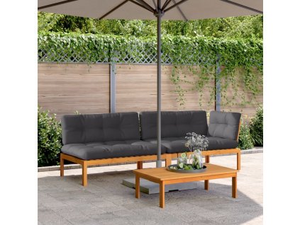 vidaXL 3dílná zahradní paletová sedací souprava podušky masivní akácie