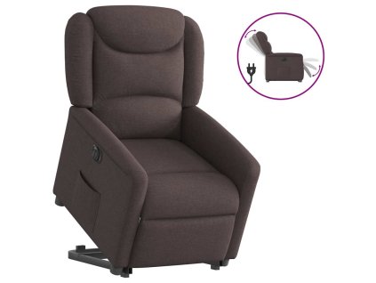vidaXL Elektrické zvedací polohovací křeslo tmavě hnědé textil