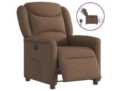 vidaXL Elektrické polohovací křeslo hnědé textil