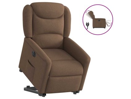 vidaXL Elektrické zvedací polohovací křeslo hnědé textil