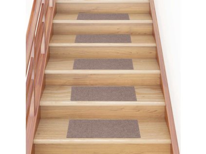 vidaXL Schodové rohože samolepicí 30 ks 60 x 25 cm světle hnědé obdélníkové