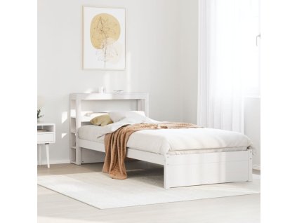 vidaXL Rám postele s čelem bílý 75 x 190 cm masivní borovice