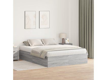 vidaXL Rám postele s úložným prostorem Šedá Sonoma 140 x 190 cm