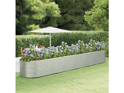 vidaXL Vyvýšený záhon stříbrný 554x100x68 cm práškově lakovaná ocel