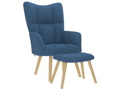 vidaXL Relaxační křeslo s podnožkou modré textil