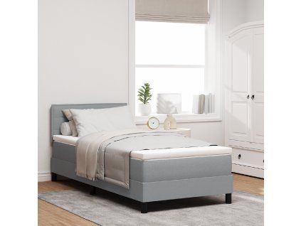 vidaXL Postel s boxspringem s matrací Světle šedá 100 x 200 cm textil