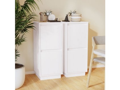 vidaXL Příborníky 2 ks bílé 31,5 x 34 x 75 cm masivní borové dřevo