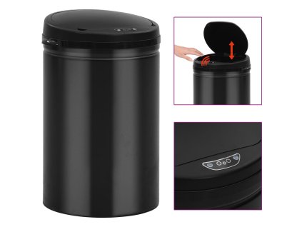 vidaXL Odpadkový koš s automatickým senzorem 30 l uhlíková ocel černý