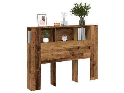 vidaXL Čelo postele s úložným prostorem old wood 140 x 18,5 x 102,5 cm