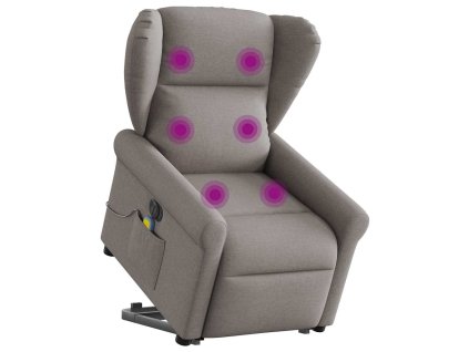 vidaXL Elektrické zvedací masážní polohovací křeslo taupe textil