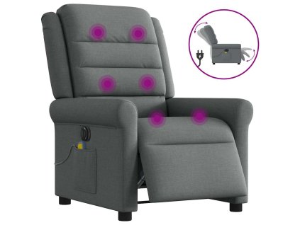 vidaXL Elektrické masážní polohovací křeslo tmavě šedé textil