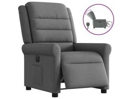 vidaXL Elektrické polohovací křeslo tmavě šedé textil
