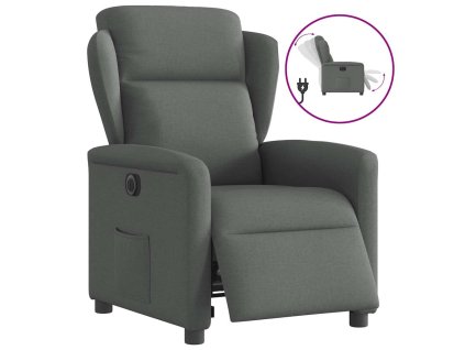 vidaXL Elektrické polohovací křeslo tmavě šedé textil