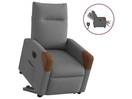 vidaXL Elektrické zvedací polohovací křeslo tmavě šedé textil