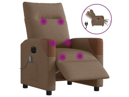vidaXL Elektrické masážní polohovací křeslo hnědé textil