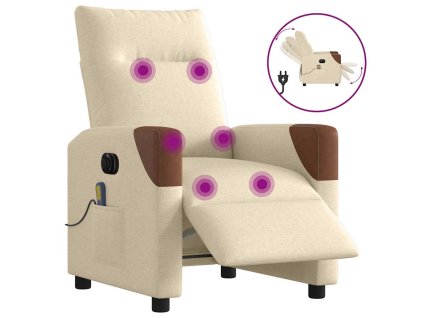 vidaXL Elektrické masážní polohovací křeslo krémové textil